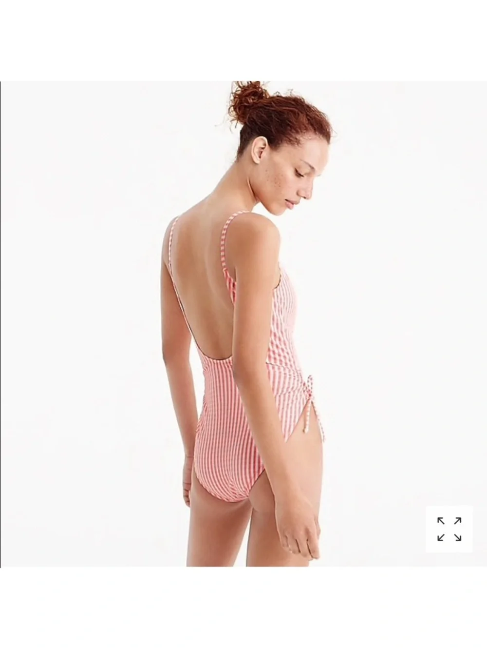 J. Crew Pink and White Seersucker Striped One-Piece Swimsuit Size 10